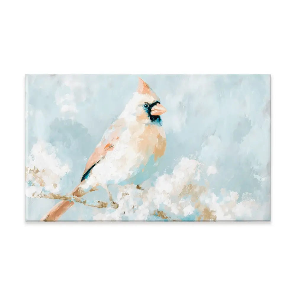 Soft Cardinal On Snowy Branch Canvas Print Soft Cardinal On Snowy Branch Canvas Print wall art product Chromatic Storm Studio