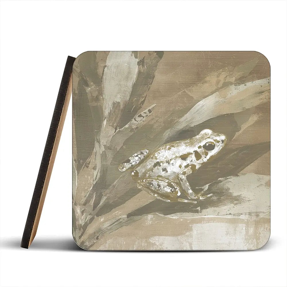 Soft Frog On Bromeliad Coaster Set Soft Frog On Bromeliad Coaster Set wall art product Chromatic Storm Studio