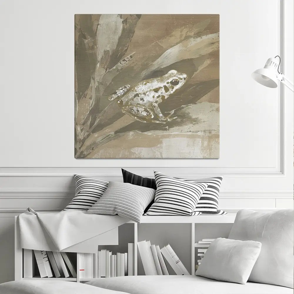Soft Frog On Bromeliad Square Canvas Print Soft Frog On Bromeliad Square Canvas Print wall art product Chromatic Storm Studio