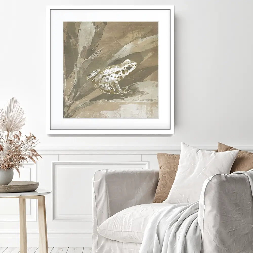 Soft Frog On Bromeliad Square Framed Art Print Soft Frog On Bromeliad Square Framed Art Print wall art product Chromatic Storm Studio