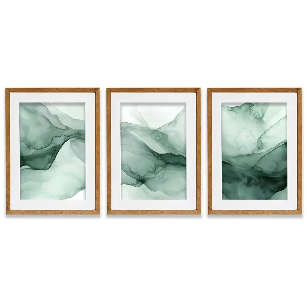 Soft Green Framed Art Print Trio Soft Green Framed Art Print Trio wall art product IAmHomeStudio