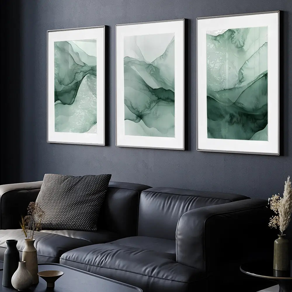 Soft Green Framed Art Print Trio Soft Green Framed Art Print Trio wall art product IAmHomeStudio