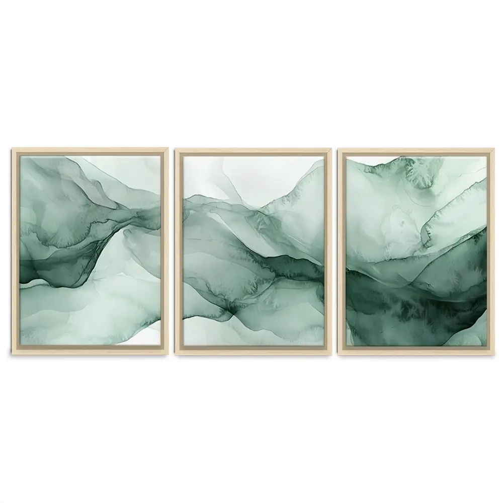Soft Green Trio Canvas Print Soft Green Trio Canvas Print wall art product IAmHomeStudio