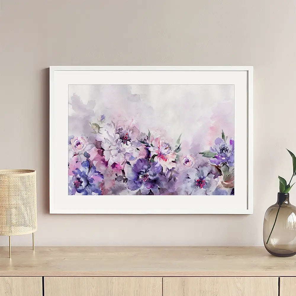 Soft Purple Florals Framed Art Print Soft Purple Florals Framed Art Print wall art product katiko.dp / Shutterstock