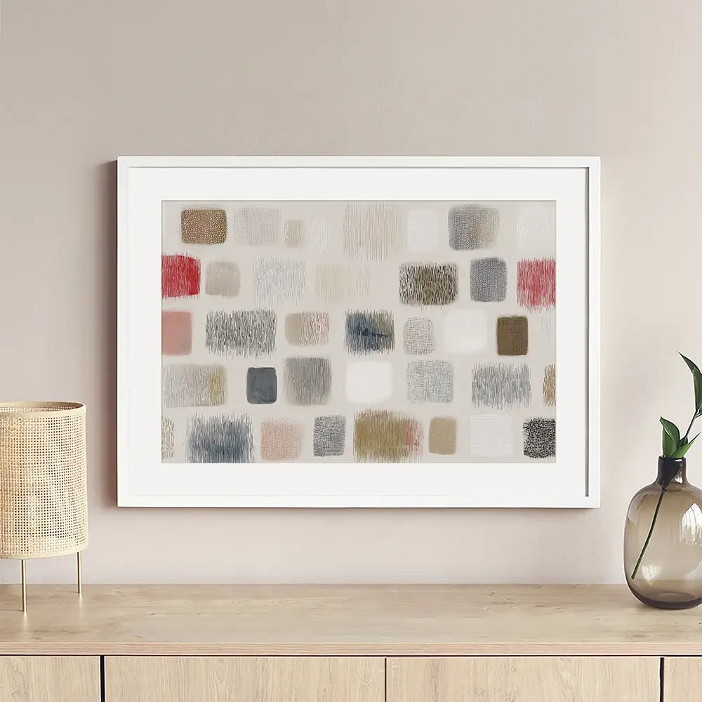Soft Textile Grid Framed Art Print Soft Textile Grid Framed Art Print wall art product Chromatic Storm Studio