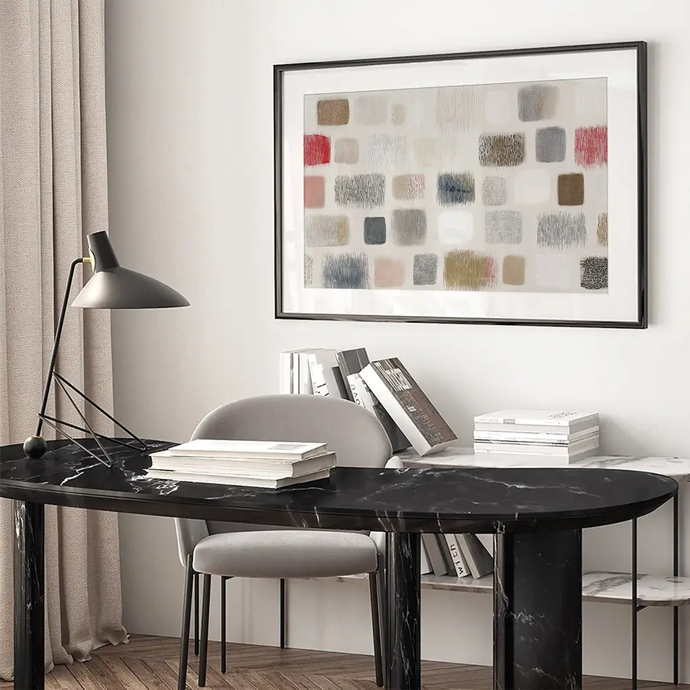 Soft Textile Grid Framed Art Print Soft Textile Grid Framed Art Print wall art product Chromatic Storm Studio