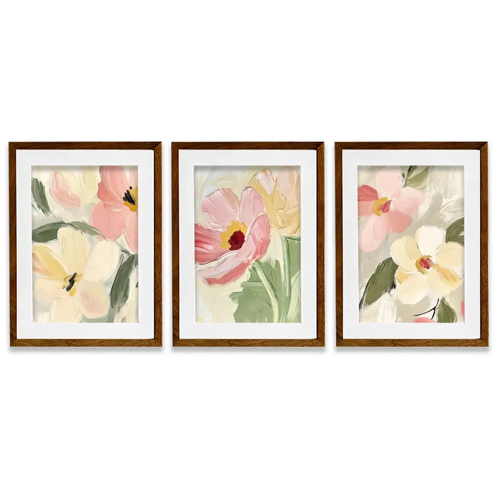 Soft Wildflowers Framed Art Print Trio Soft Wildflowers Framed Art Print Trio wall art product IAmHomeStudio