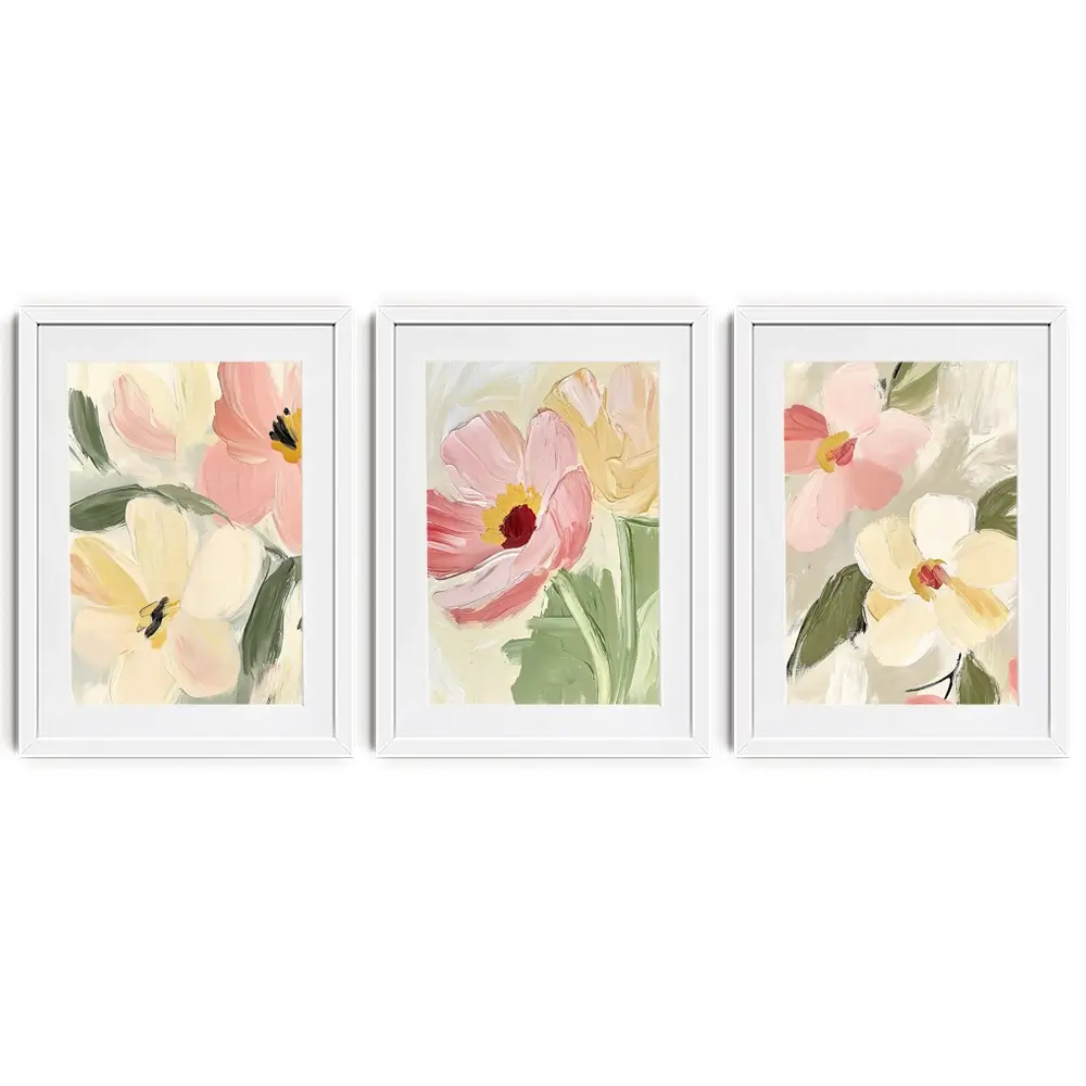 Soft Wildflowers Framed Art Print Trio Soft Wildflowers Framed Art Print Trio wall art product IAmHomeStudio