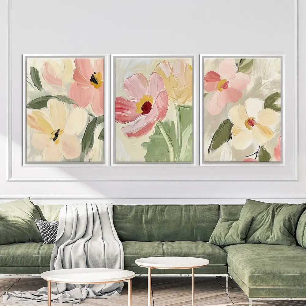 Soft Wildflowers Trio Canvas Print Soft Wildflowers Trio Canvas Print wall art product IAmHomeStudio