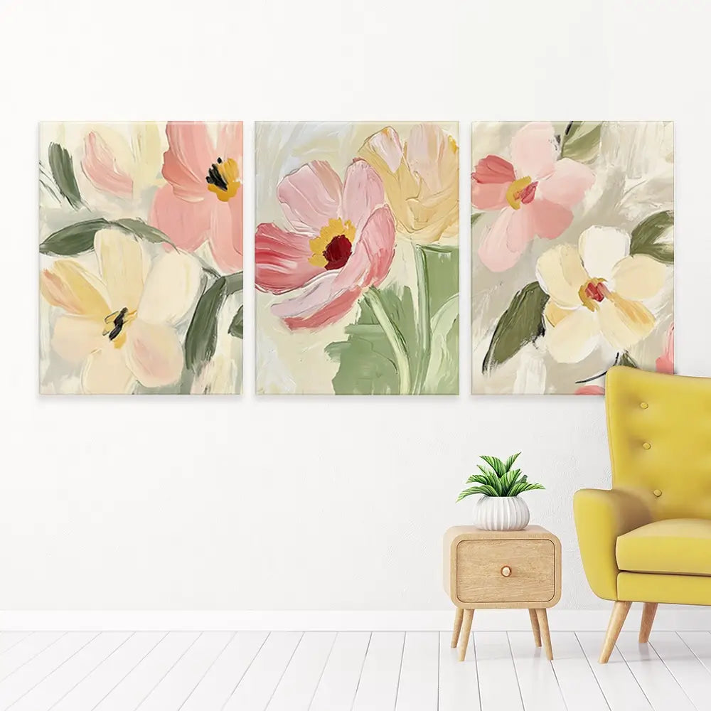 Soft Wildflowers Trio Canvas Print Soft Wildflowers Trio Canvas Print wall art product IAmHomeStudio