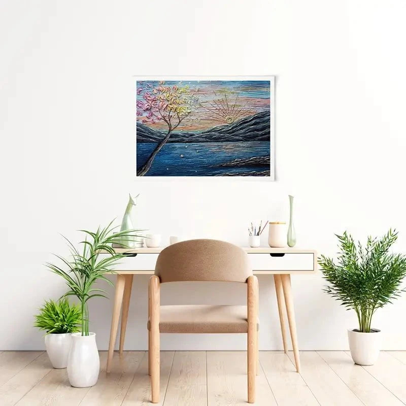Somewhere Peachy Blue Art Print Somewhere Peachy Blue Art Print wall art product Nada Khatib