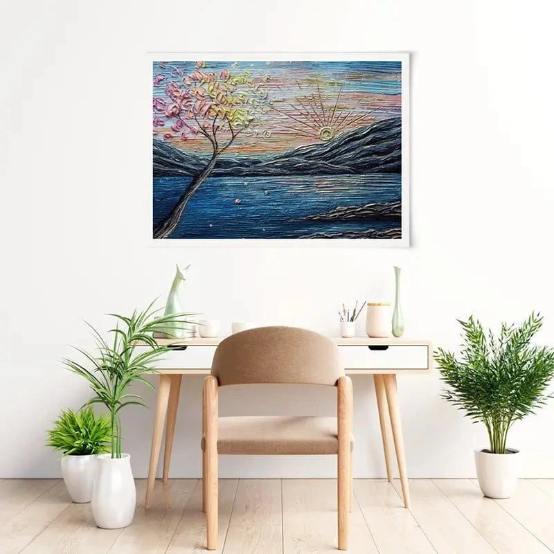 Somewhere Peachy Blue Art Print Somewhere Peachy Blue Art Print wall art product Nada Khatib