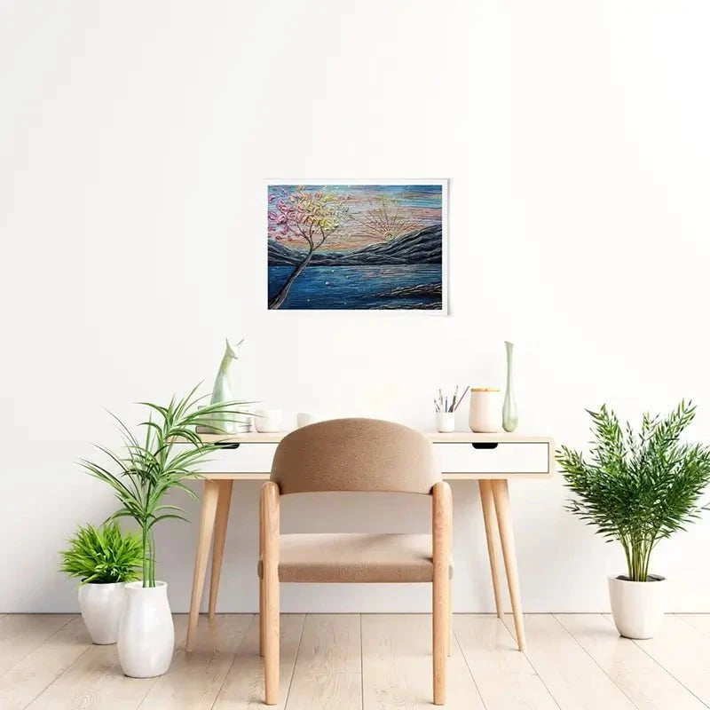 Somewhere Peachy Blue Art Print Somewhere Peachy Blue Art Print wall art product Nada Khatib