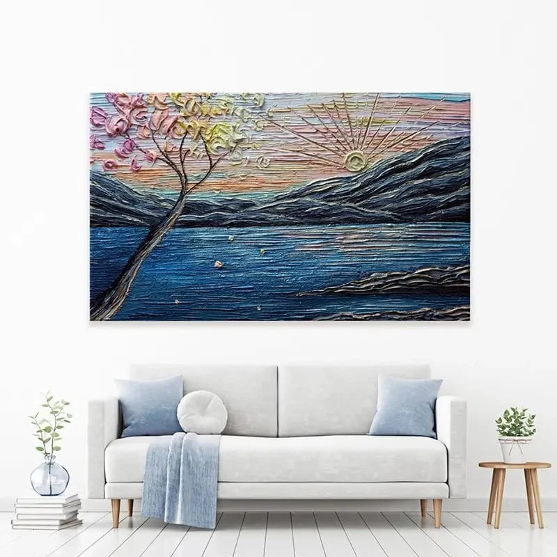 Somewhere Peachy Blue Canvas Print Somewhere Peachy Blue Canvas Print wall art product Nada Khatib