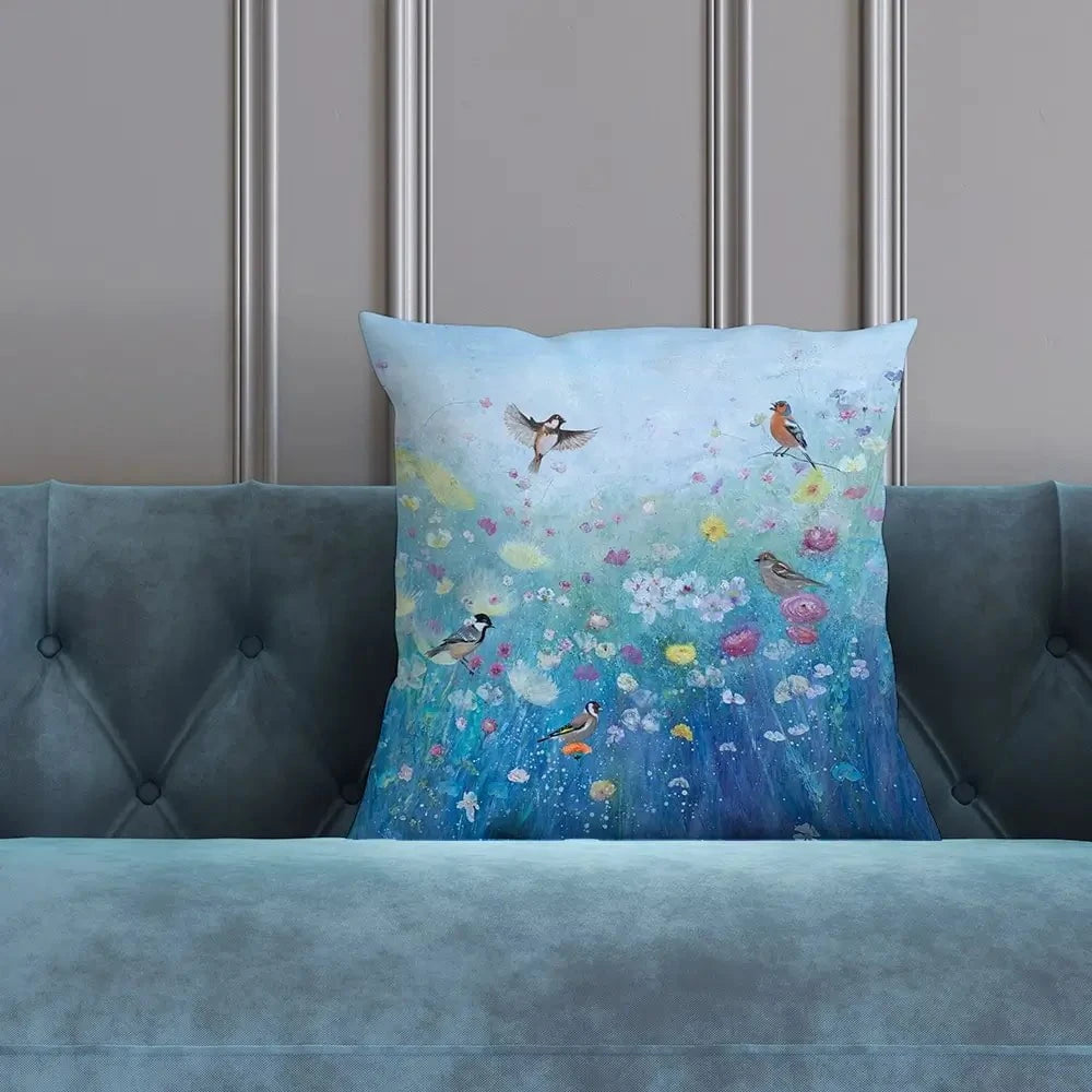 Songbirds In The Garden Cushion Songbirds In The Garden Cushion wall art product Laure Bury