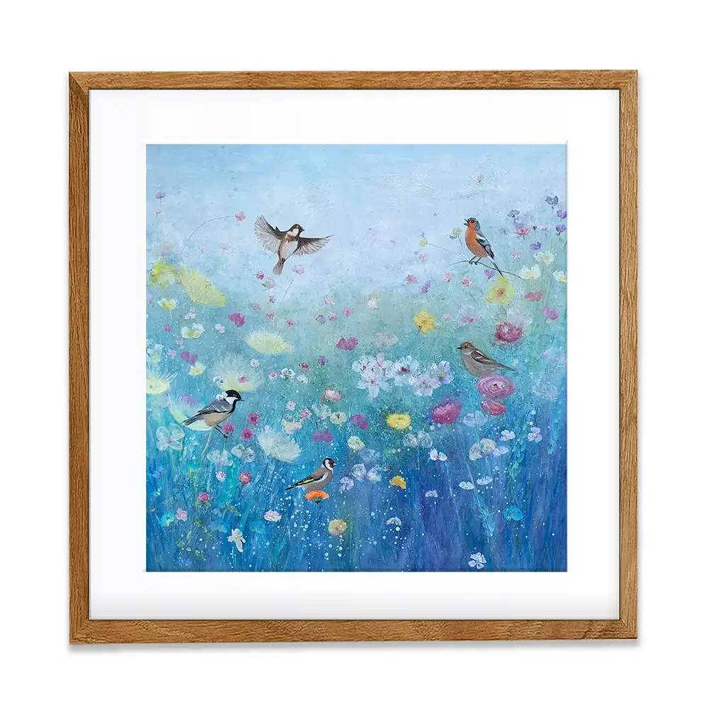 Songbirds In The Garden Square Framed Art Print Songbirds In The Garden Square Framed Art Print wall art product Laure Bury