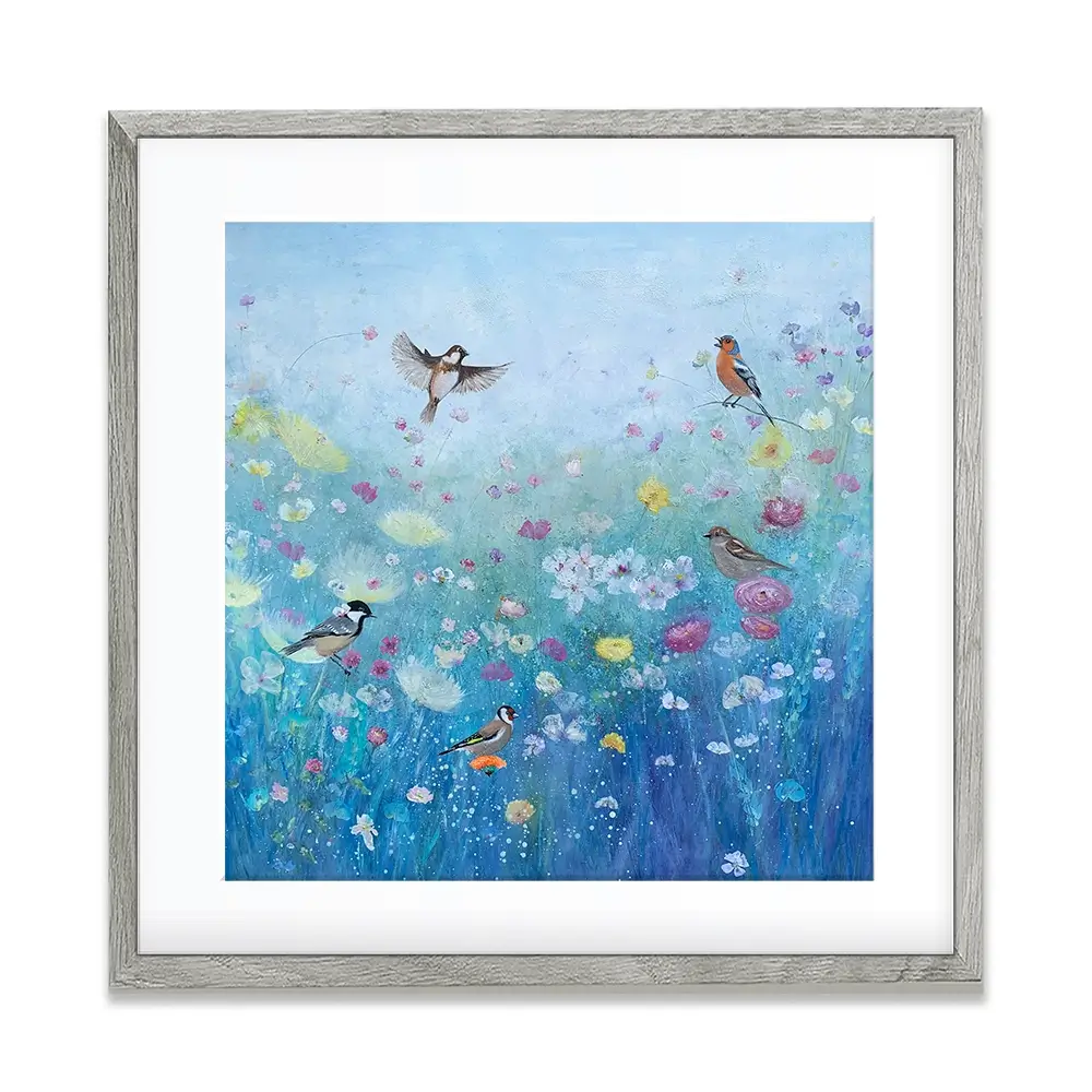 Songbirds In The Garden Square Framed Art Print Songbirds In The Garden Square Framed Art Print wall art product Laure Bury