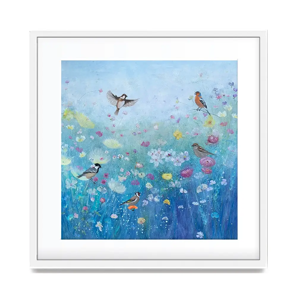 Songbirds In The Garden Square Framed Art Print Songbirds In The Garden Square Framed Art Print wall art product Laure Bury