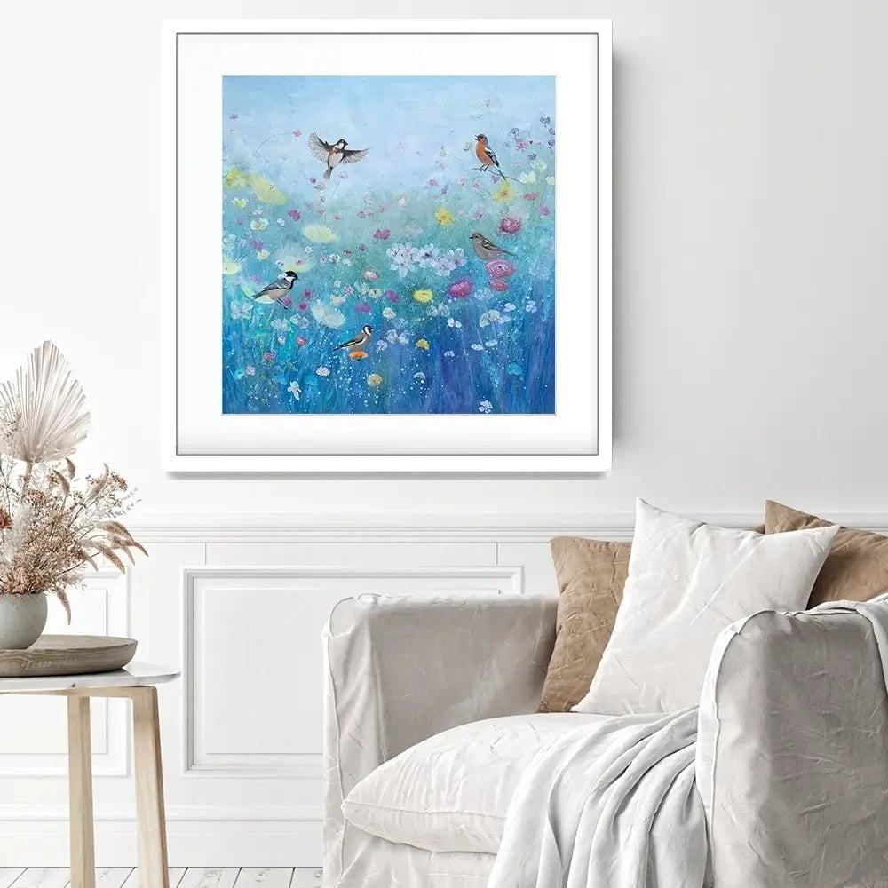 Songbirds In The Garden Square Framed Art Print Songbirds In The Garden Square Framed Art Print wall art product Laure Bury