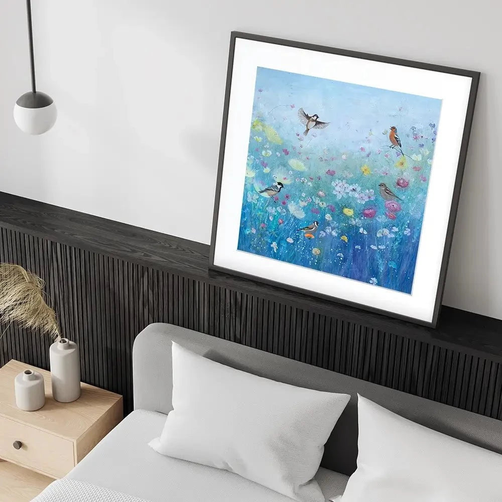 Songbirds In The Garden Square Framed Art Print Songbirds In The Garden Square Framed Art Print wall art product Laure Bury