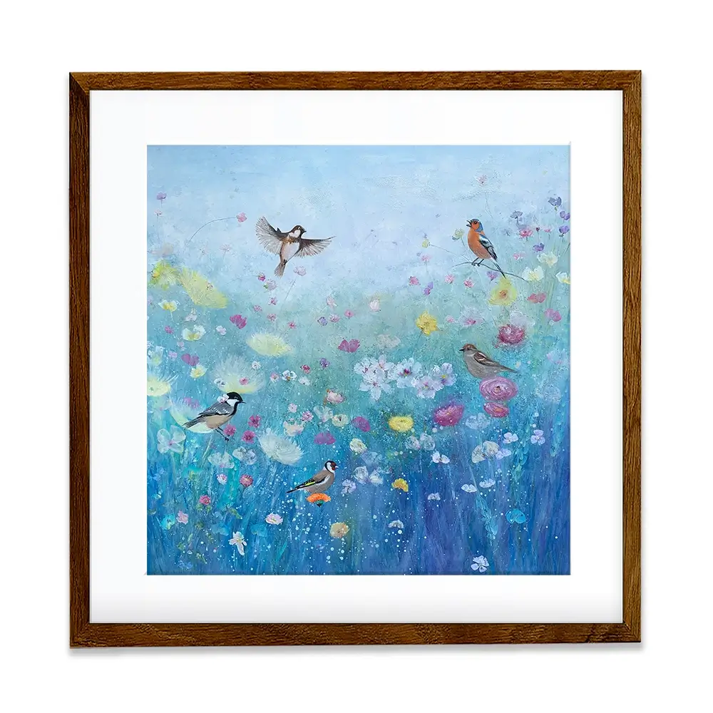 Songbirds In The Garden Square Framed Art Print Songbirds In The Garden Square Framed Art Print wall art product Laure Bury