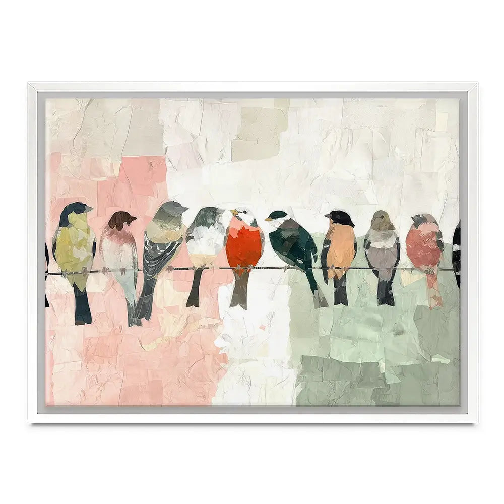 Songbirds On A Wire Canvas Print Songbirds On A Wire Canvas Print wall art product Chromatic Storm Studio