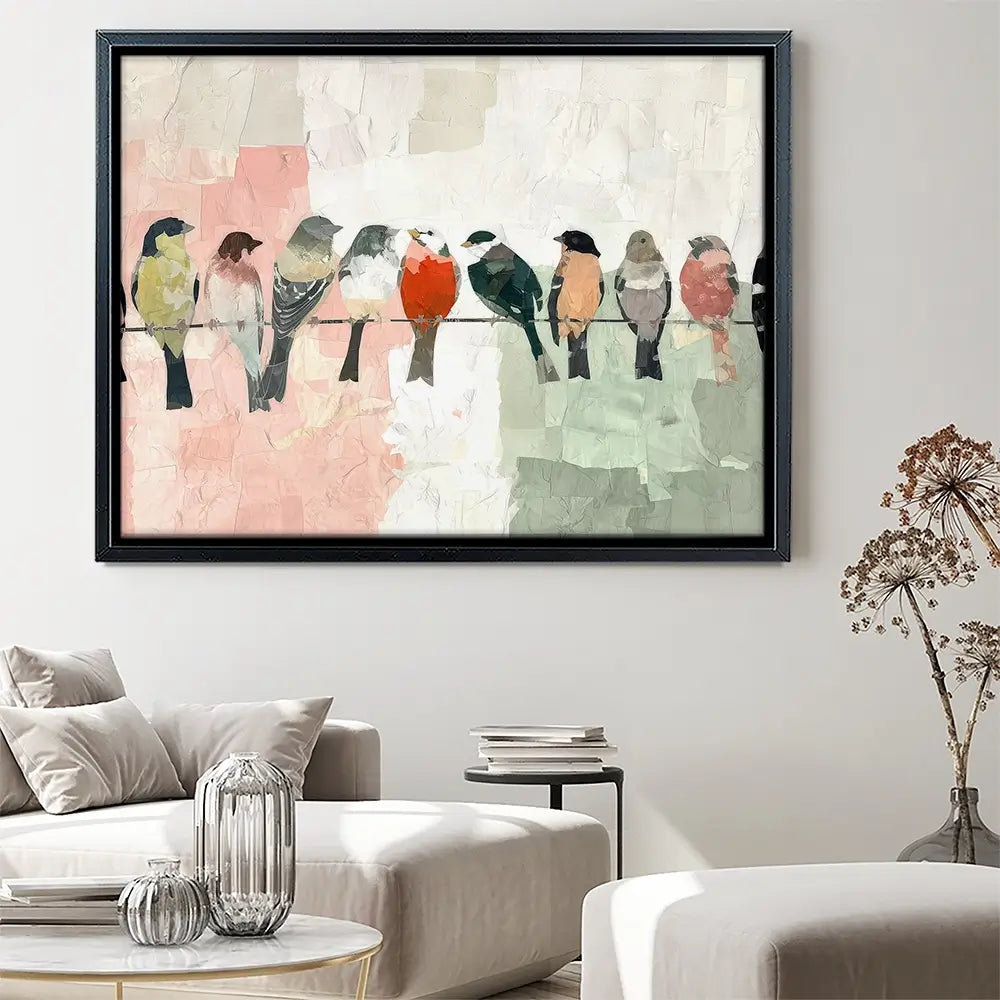 Songbirds On A Wire Canvas Print Songbirds On A Wire Canvas Print wall art product Chromatic Storm Studio