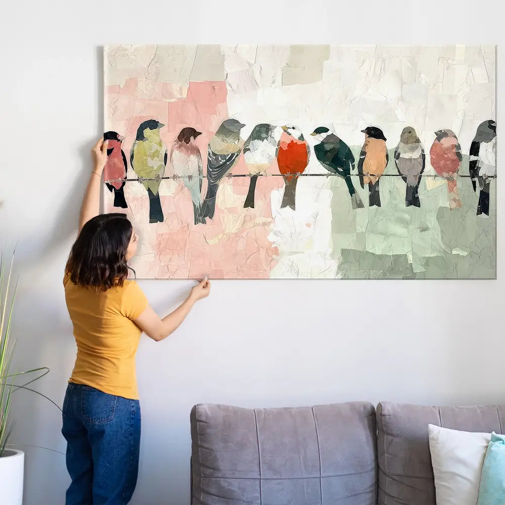 Songbirds On A Wire Oversized Canvas Print Songbirds On A Wire Oversized Canvas Print wall art product Art Print Shop