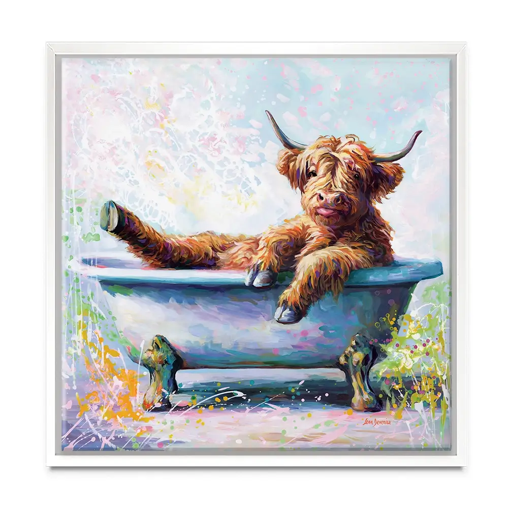 Splish Splash Baby Cow Canvas Print Splish Splash Baby Cow Canvas Print wall art product Leon Devenice