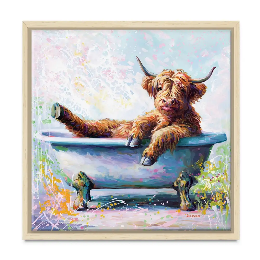 Splish Splash Baby Cow Canvas Print Splish Splash Baby Cow Canvas Print wall art product Leon Devenice