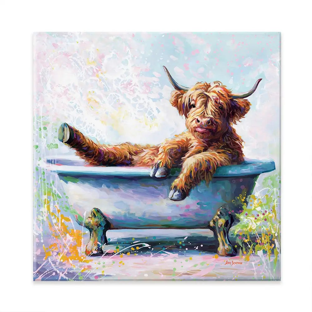 Splish Splash Baby Cow Canvas Print Splish Splash Baby Cow Canvas Print wall art product Leon Devenice