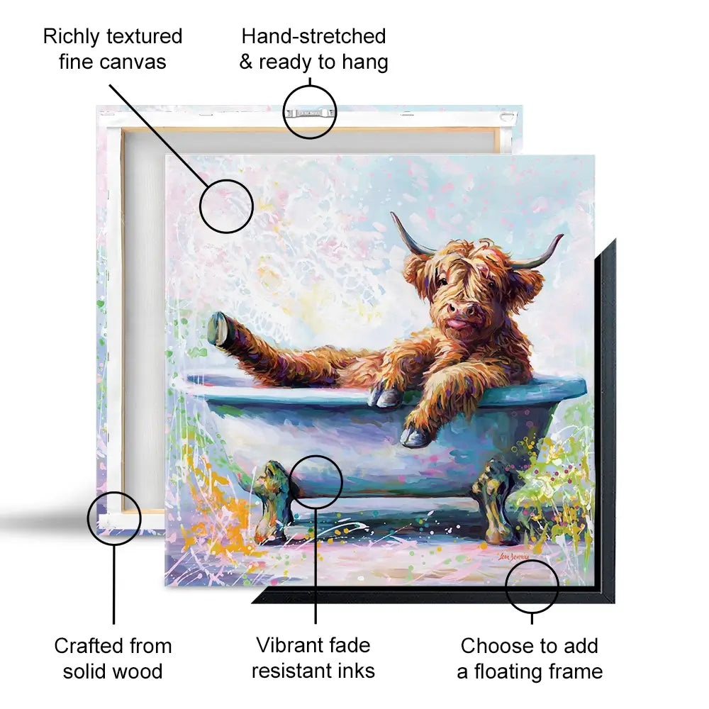 Splish Splash Baby Cow Canvas Print Splish Splash Baby Cow Canvas Print wall art product Leon Devenice