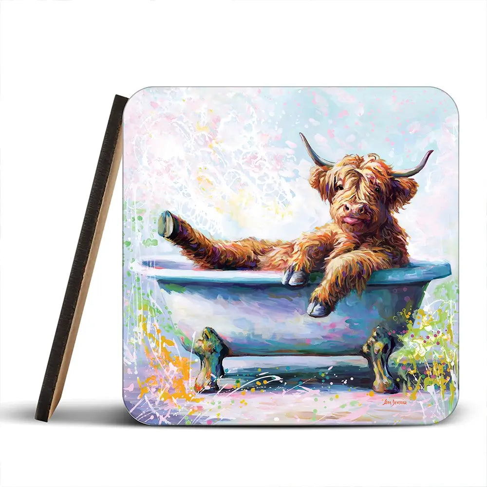 Splish Splash Baby Cow Coaster Set Rainbow Soul Tree Coaster Set | Rainbow Soul Tree Art Coasters wall art product Leon Devenice