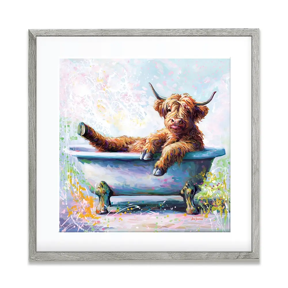 Splish Splash Baby Cow Framed Art Print Splish Splash Baby Cow Framed Art Print wall art product Leon Devenice