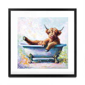 Splish Splash Baby Cow Framed Art Print Splish Splash Baby Cow Framed Art Print wall art product Leon Devenice