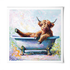 Splish Splash Baby Cow Square Art Print Splish Splash Baby Cow Square Art Print wall art product Leon Devenice