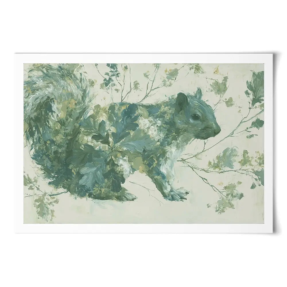 Squirrel And Oak Leaves Art Print Squirrel And Oak Leaves Art Print wall art product Chromatic Storm Studio