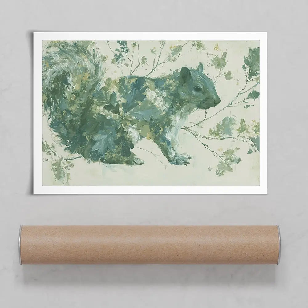Squirrel And Oak Leaves Art Print Squirrel And Oak Leaves Art Print wall art product Chromatic Storm Studio