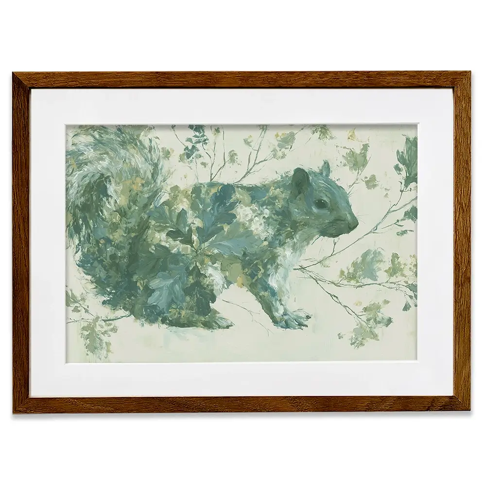 Squirrel And Oak Leaves Framed Art Print Squirrel And Oak Leaves Framed Art Print wall art product Chromatic Storm Studio
