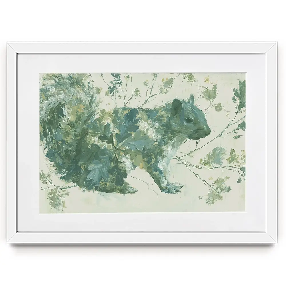 Squirrel And Oak Leaves Framed Art Print Squirrel And Oak Leaves Framed Art Print wall art product Chromatic Storm Studio