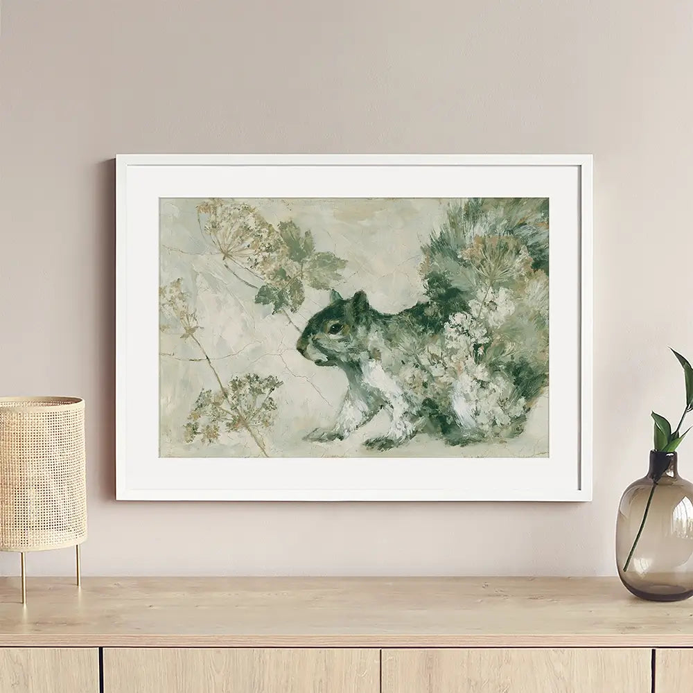 Squirrel In Wild Lace Framed Art Print Squirrel In Wild Lace Framed Art Print wall art product Chromatic Storm Studio
