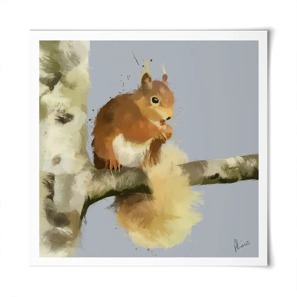 Squirrel On A Branch Square Art Print Squirrel On A Branch Square Art Print wall art product Aimee Linzi