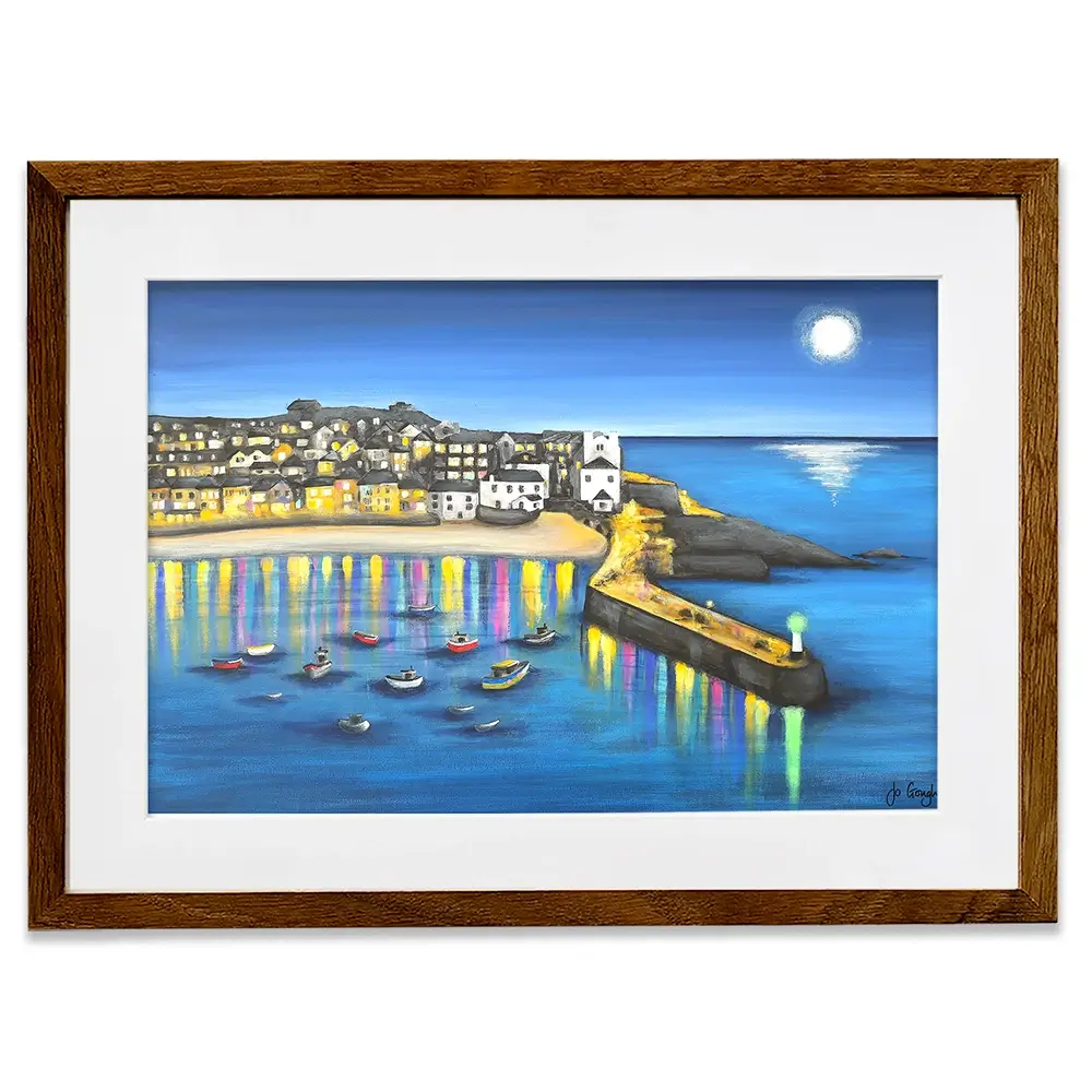 St Ives At Night Framed Art Print St Ives At Night Framed Art Print wall art product Jo Gough