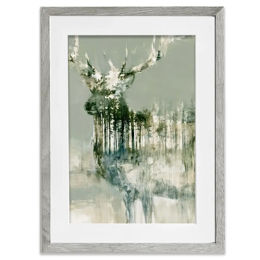 Stag And Pine Woods Framed Art Print Stag And Pine Woods Framed Art Print wall art product Chromatic Storm Studio