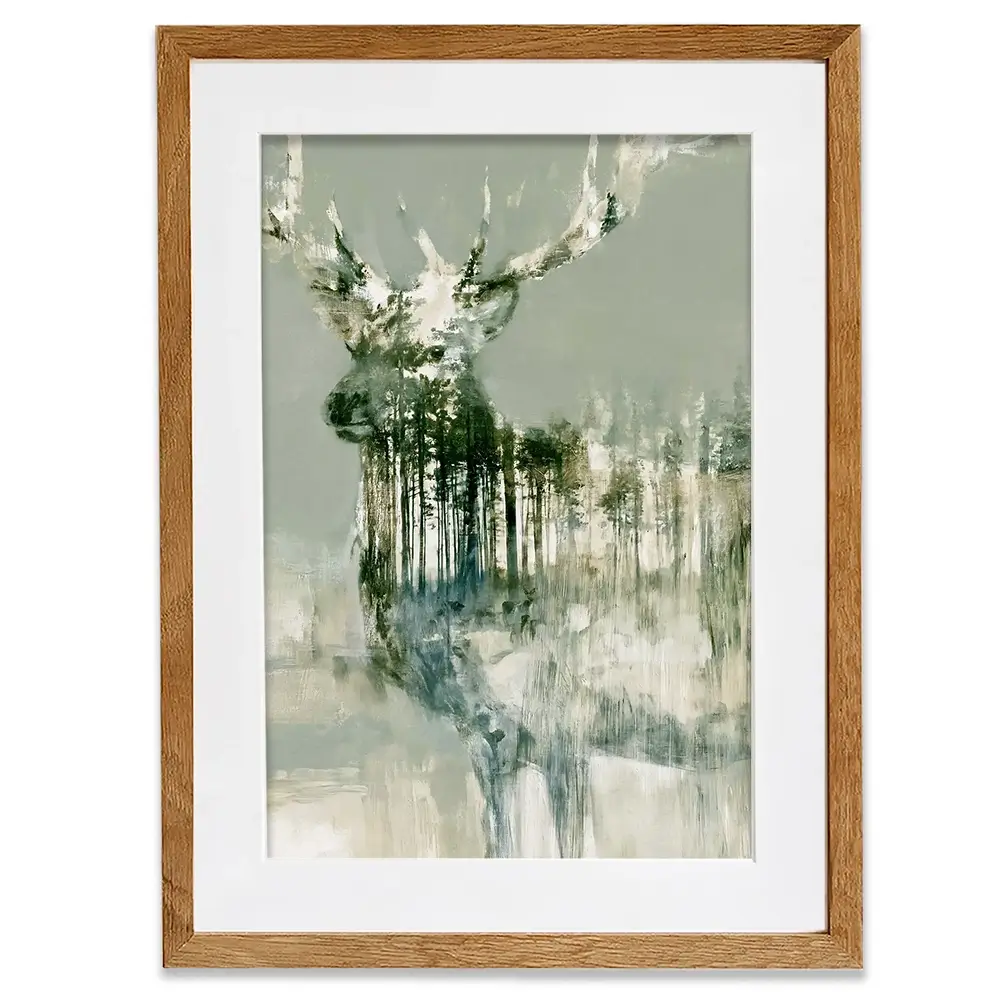 Stag And Pine Woods Framed Art Print Stag And Pine Woods Framed Art Print wall art product Chromatic Storm Studio