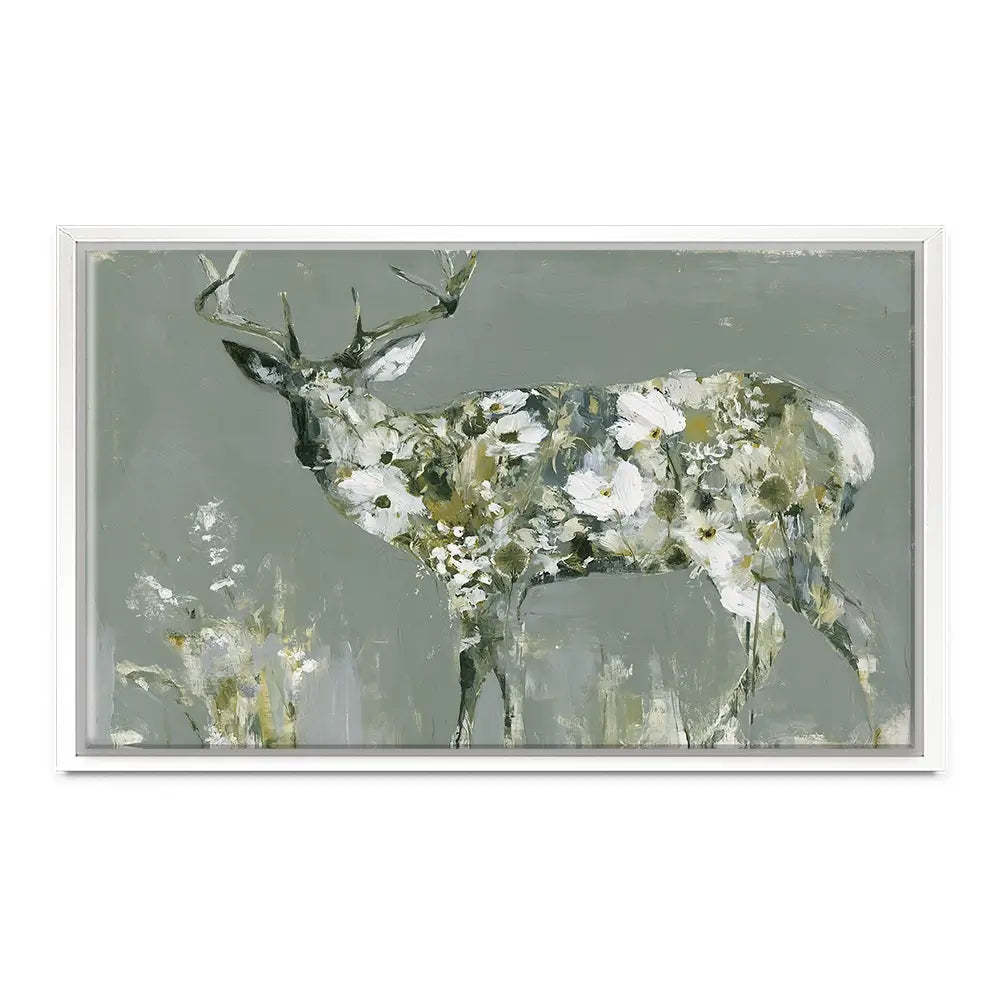 Stag Of White Cosmos Canvas Print Stag Of White Cosmos Canvas Print wall art product Chromatic Storm Studio