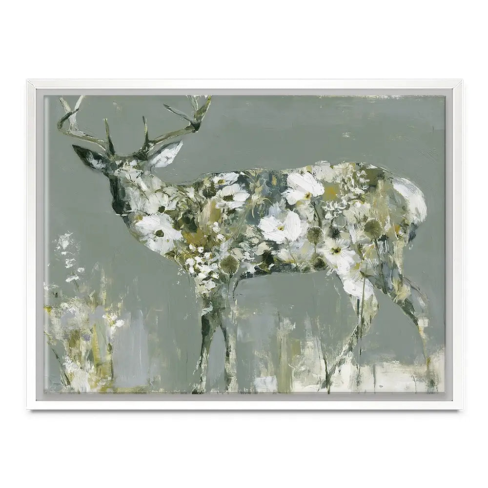 Stag Of White Cosmos Canvas Print Stag Of White Cosmos Canvas Print wall art product Chromatic Storm Studio