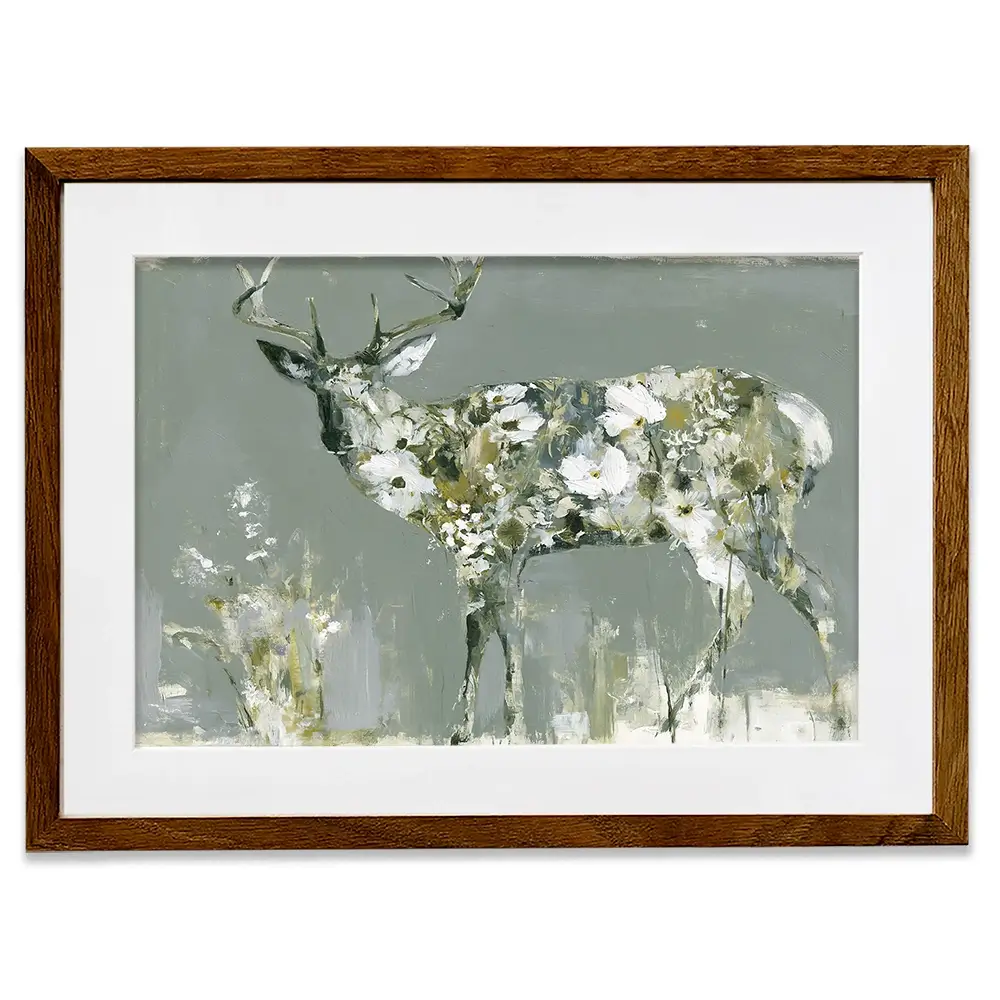 Stag Of White Cosmos Framed Art Print Stag Of White Cosmos Framed Art Print wall art product Chromatic Storm Studio