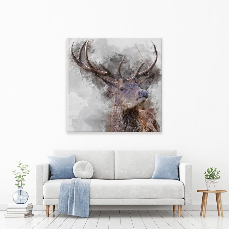 Stag Square Canvas Print wall art product Matt Gibson / Shutterstock