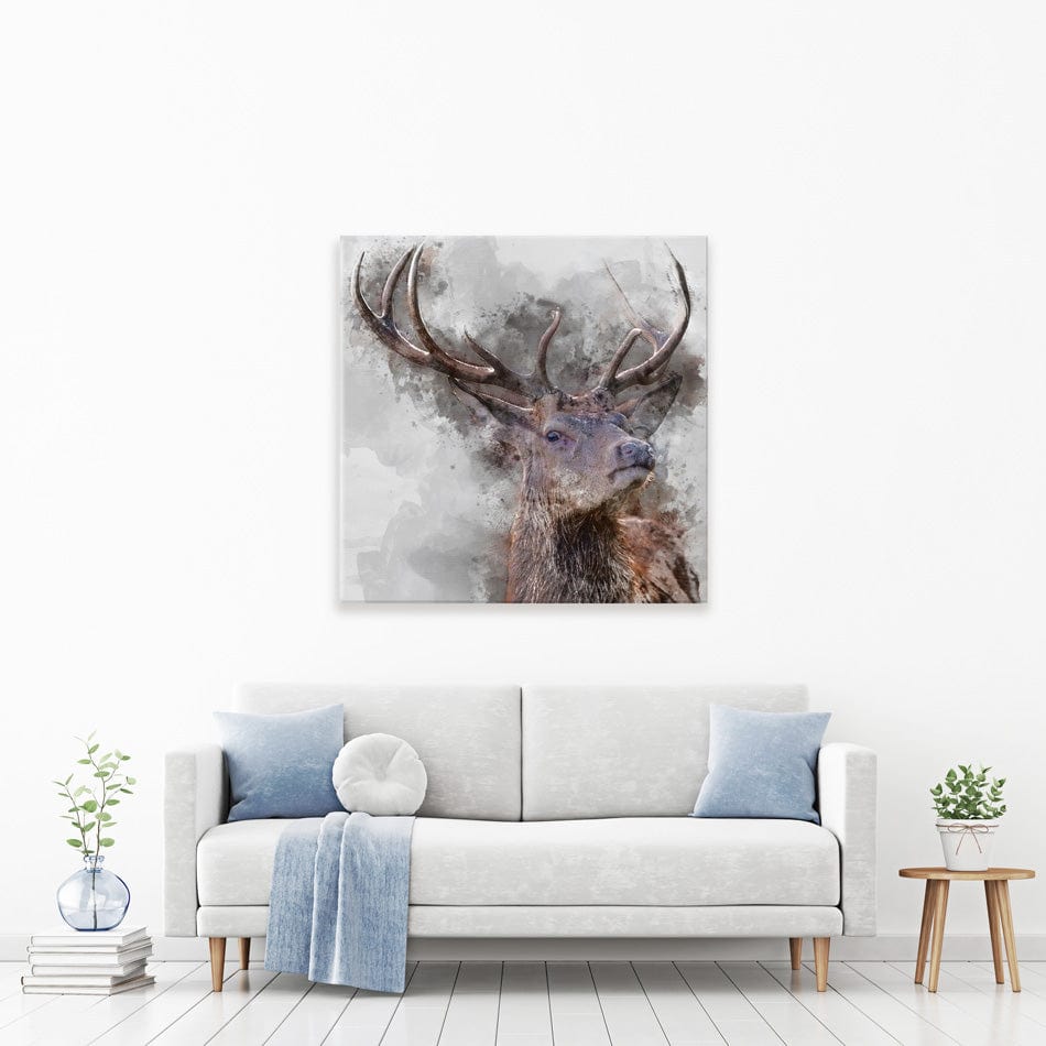 Stag Square Canvas Print wall art product Matt Gibson / Shutterstock